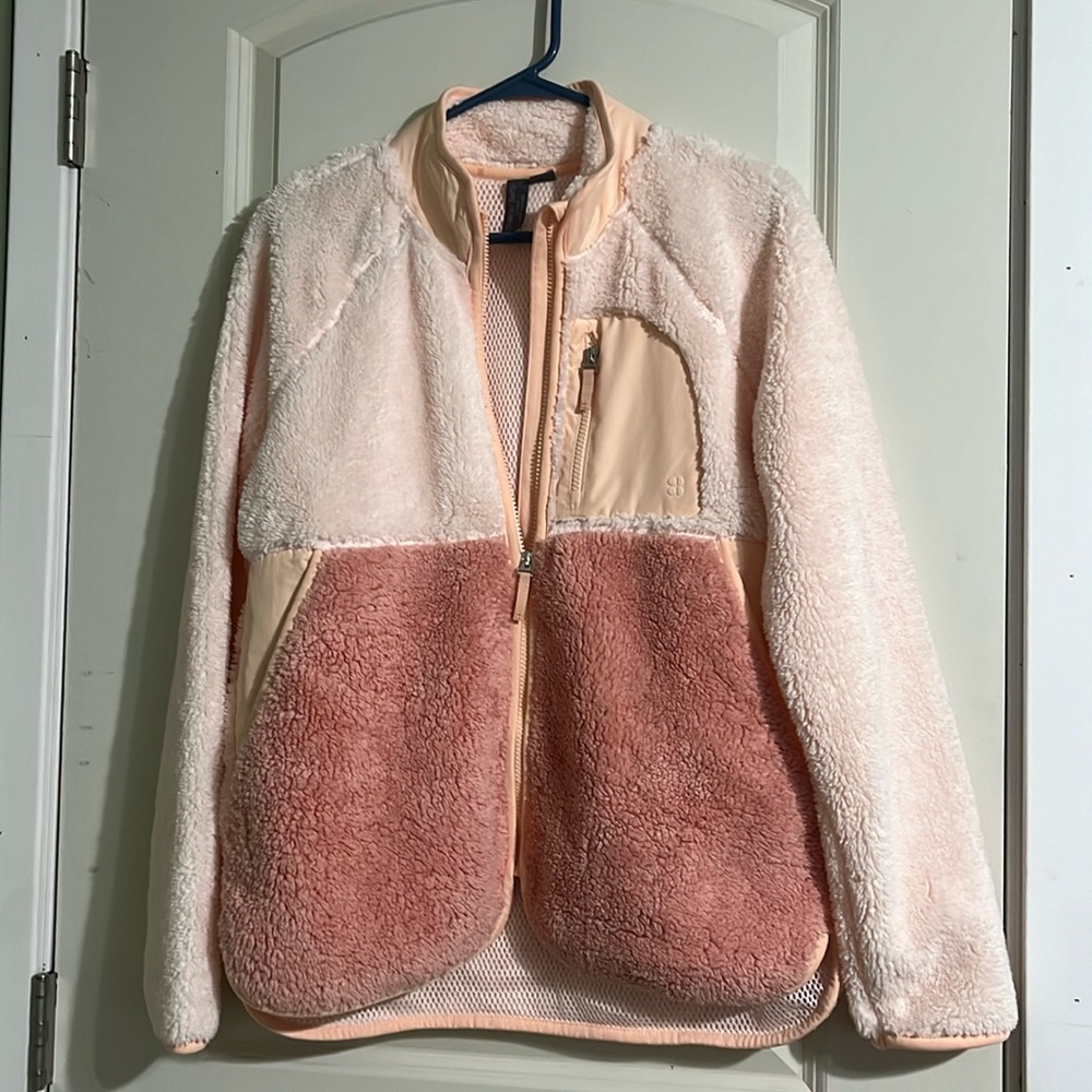 Womens Sweaty Betty Fleece Zip Jacket. Pink. Medium